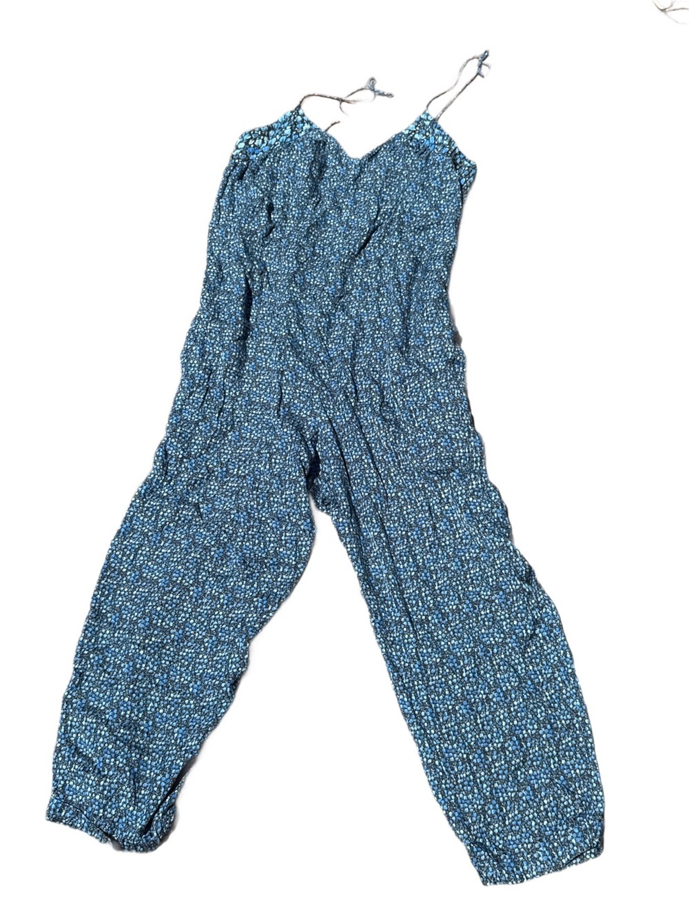 Hatch Teal Blue Floral Tie-Strap Wide-Leg Jumpsuit Maternity 3